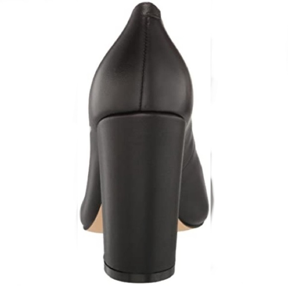 MARC FISHER $150 Women's Black LEATHER Chunky Block Heels Pumps Shoes Size 6 - Picture 3 of 8